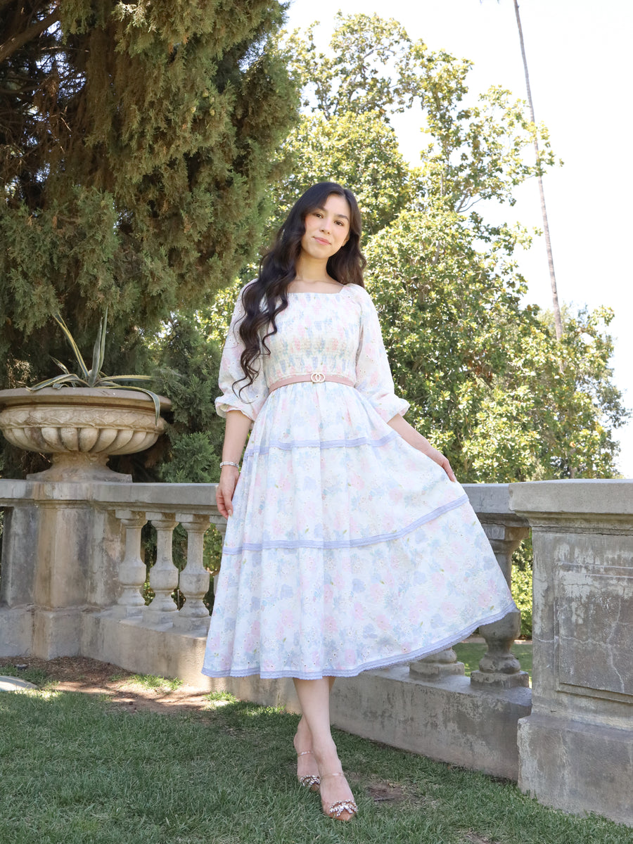 pastel dress Poems Vintage Dress For Girls 2% SPANDEX Edit: The Garden Party Edit Size:XS-32
