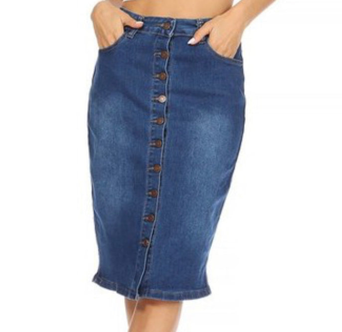 Hallie Denim Skirt - Dark Wash – PKC Collection