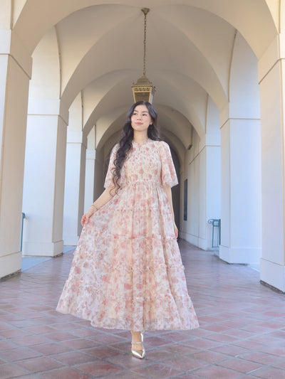 romantic dress vintage Mocha Brown Lace Balloon Sleeve Long  Fairytale Style Brown / M Thinner Once you know your body measurements Unique Vintage Hot Pink Garden