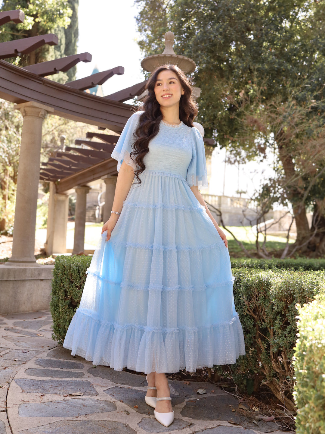 Light Blue Casual Vintage Dresses Vintage Blue Lace Neckline Slip Dress With White Cardigan Casual Light Blue Casual Vintage Dresses Vintage Blue Lace Neckline Slip Dress With White Cardigan Casual