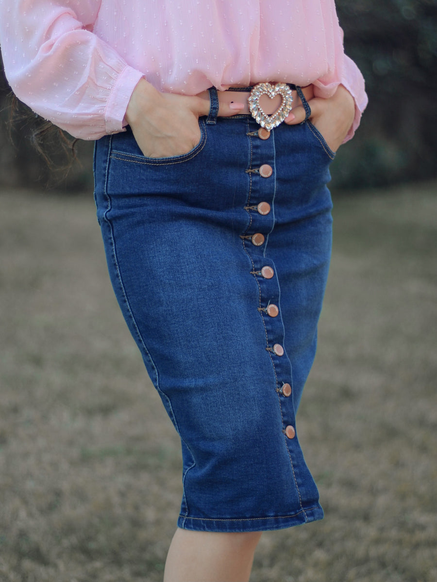 Hallie Denim Skirt Dark Wash PKC Collection